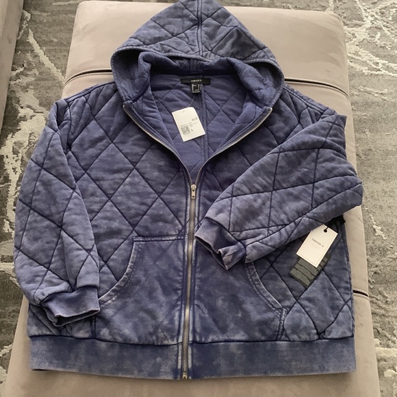 Forever 21 Premium Label Quilted Zip-Up Hoodie size L - NWT - Picture 8 of 17